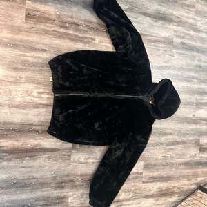 Vintage Top Fashion Korea Faux Fur Jacket Black Plush Zip Y2K Streetwear Unisex